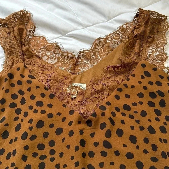 Umgee Tan and Black Lace Accent Tank Top - Picture 3 of 6